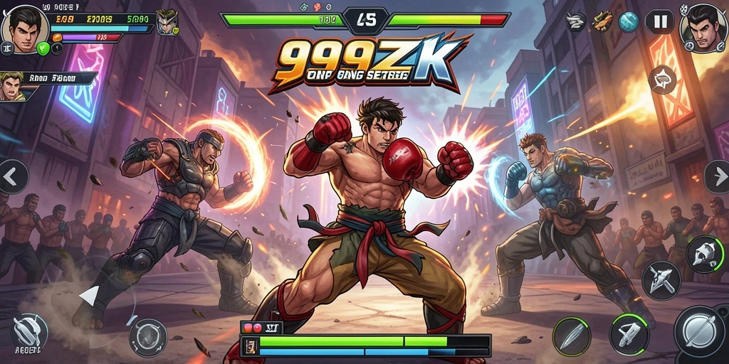 Tampilan gameplay Fighting yang menarik dalam 999ZK.