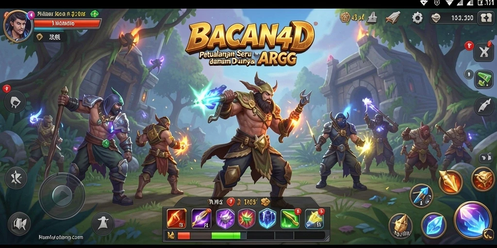 Tampilan gameplay BACAN4D yang menakjubkan dengan karakter dan monster yang dinamis.