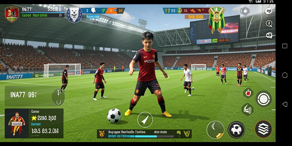Tampilan gameplay seru di INA777 dengan aksi sepak bola yang menegangkan.