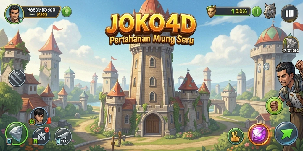 Screenshot gameplay JOKO4D menampilkan aksi seru pertahanan menara.