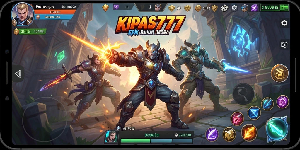 Tampilan dinamis gameplay MOBA KIPAS777 yang seru.