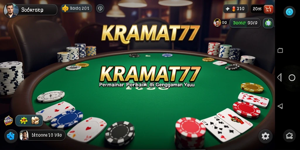 Screenshot gameplay KRAMAT77 menampilkan aksi seru di meja Poker.