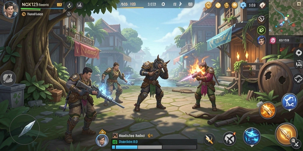 Tampilan gameplay <strong>NOX123</strong> yang menggambarkan simulasi mendalam dan interaksi karakter.