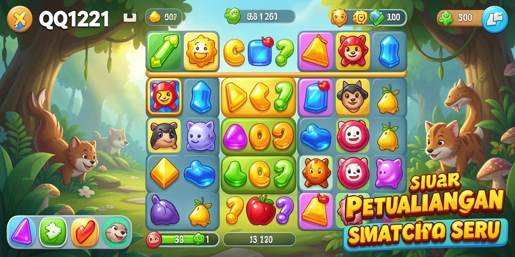 Tampilan gameplay seru dari QQ1221, mencocokkan objek warna-warni.