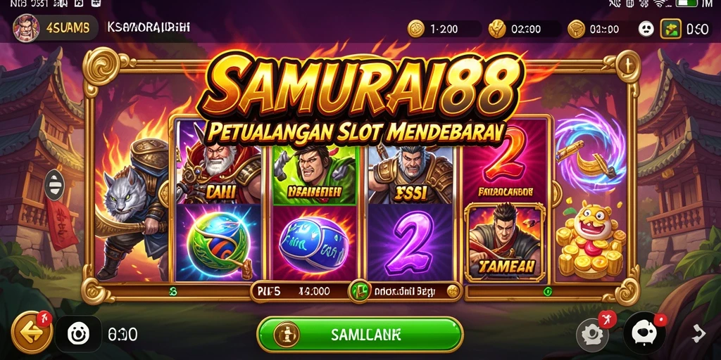 Tampilan gameplay <strong>SAMURAI88</strong> yang penuh aksi dan simbol menarik.