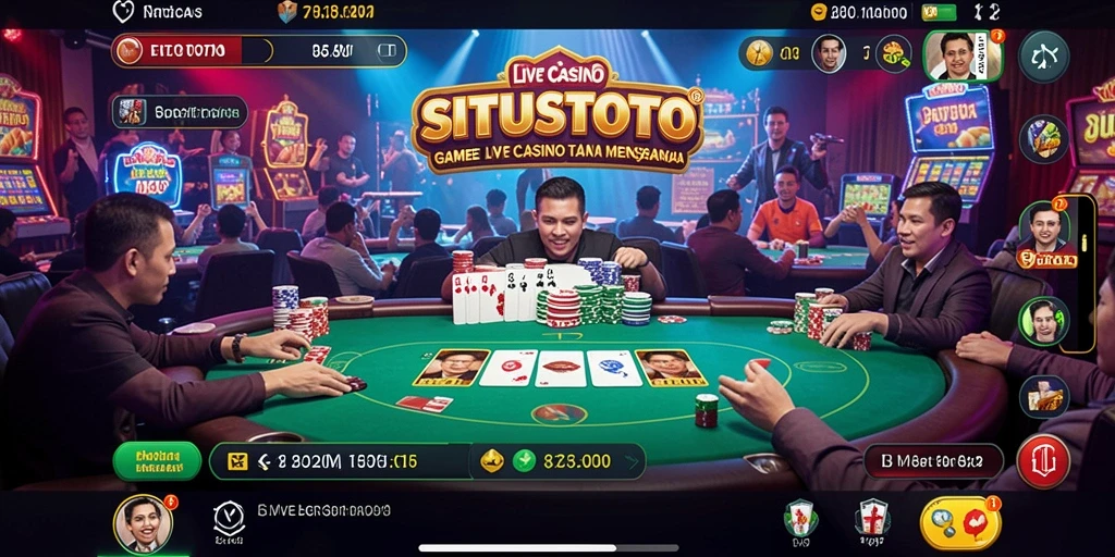 Screenshot gameplay SITUSTOTO menunjukkan suasana kasino yang hidup dan interaktif.