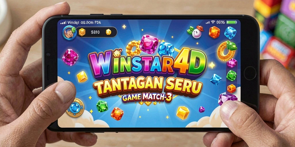 Tangkapan layar gameplay WINSTAR4D menampilkan aksi mencocokkan elemen seru.