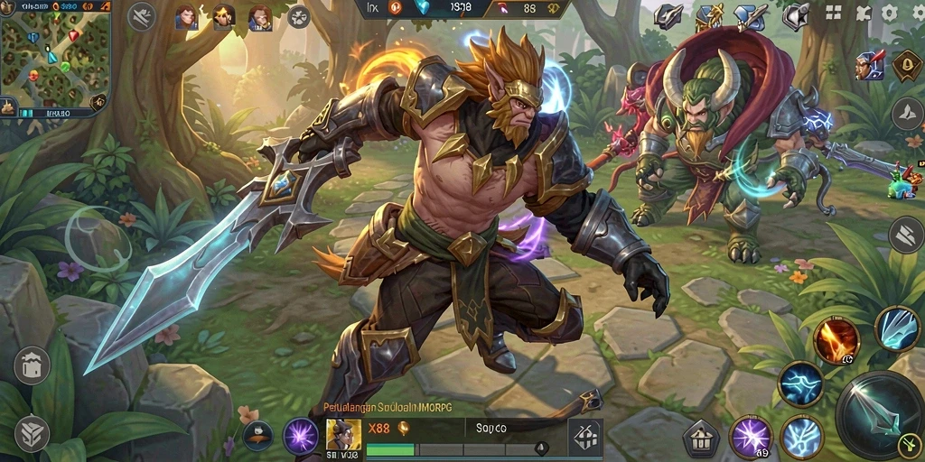 Screenshot gameplay X88 menunjukkan petualangan seru di dunia fantastis.